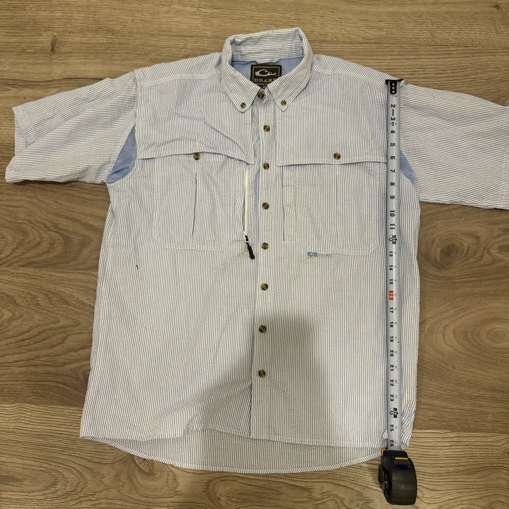 Drake Light Blue Striped Fishing Shirt